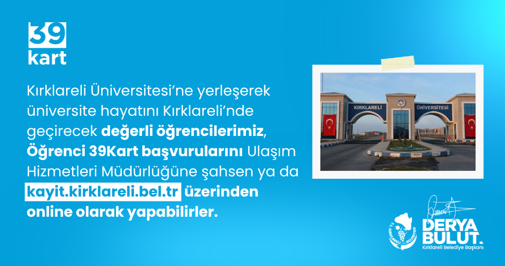 ÖĞRENCİ 39 KART ONLİNE BAŞVURU