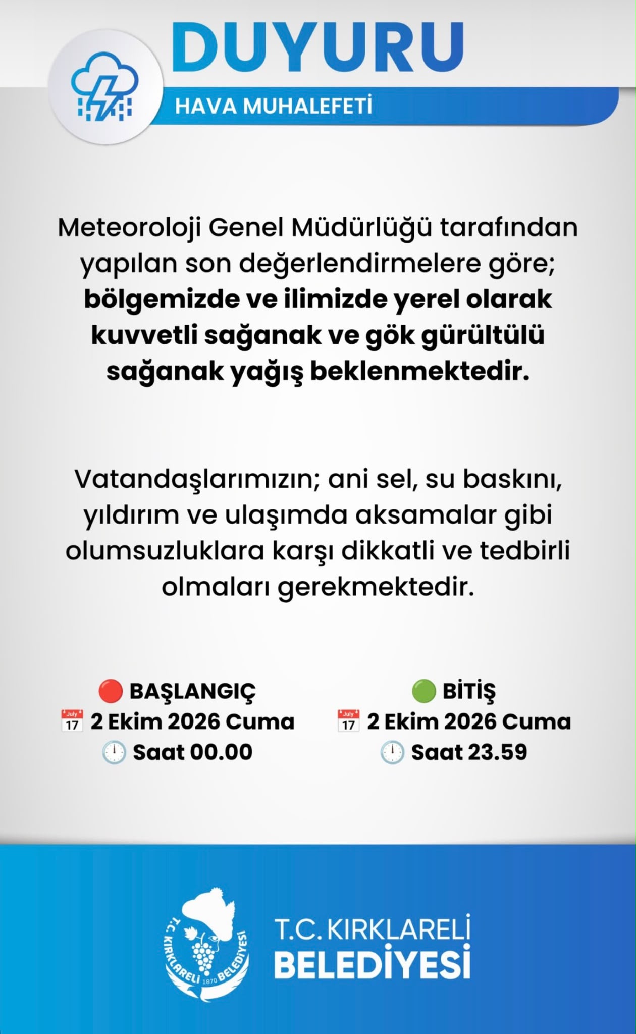 DUYURU - HAVA MUHALEFETİ