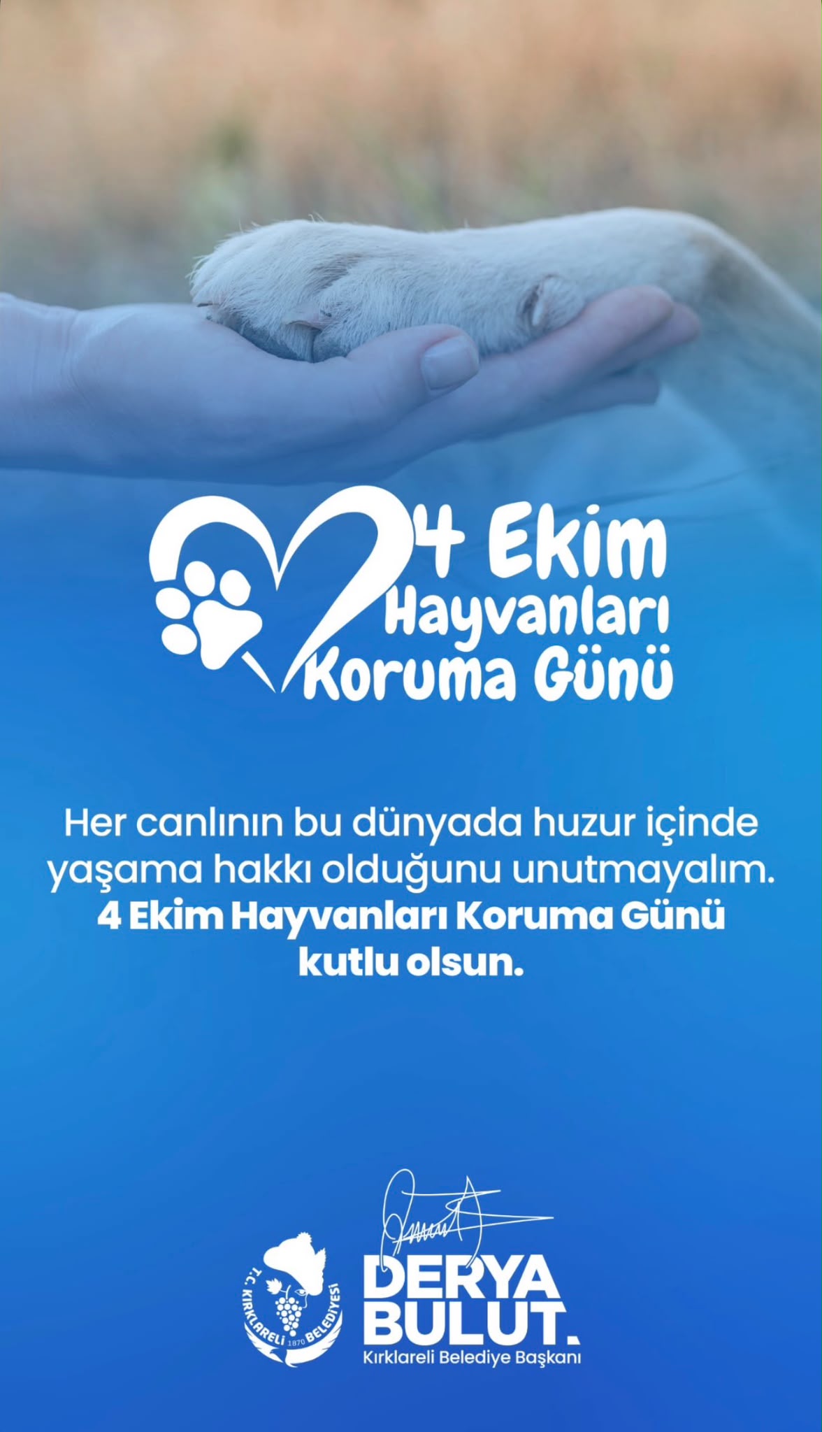 4 Ekim Hayvanları Koruma Günü Kutlu Olsun
